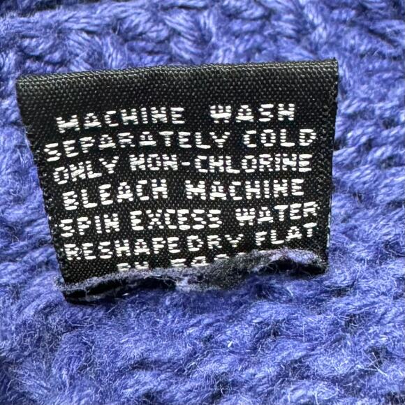 Vintage 90s Paul Et Duffier Heavy Cotton Cable Knit Sweater Purple Size Large - Picture 8 of 8